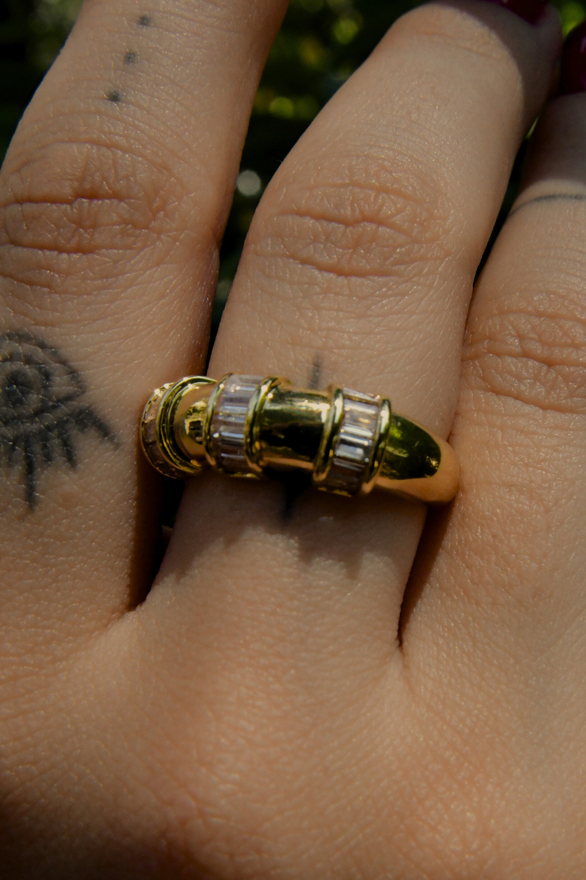 3 Boğumlu Üzeri Baget Taşlı Ayarlanabilir Yüzük Çelik Görünümlü Xp