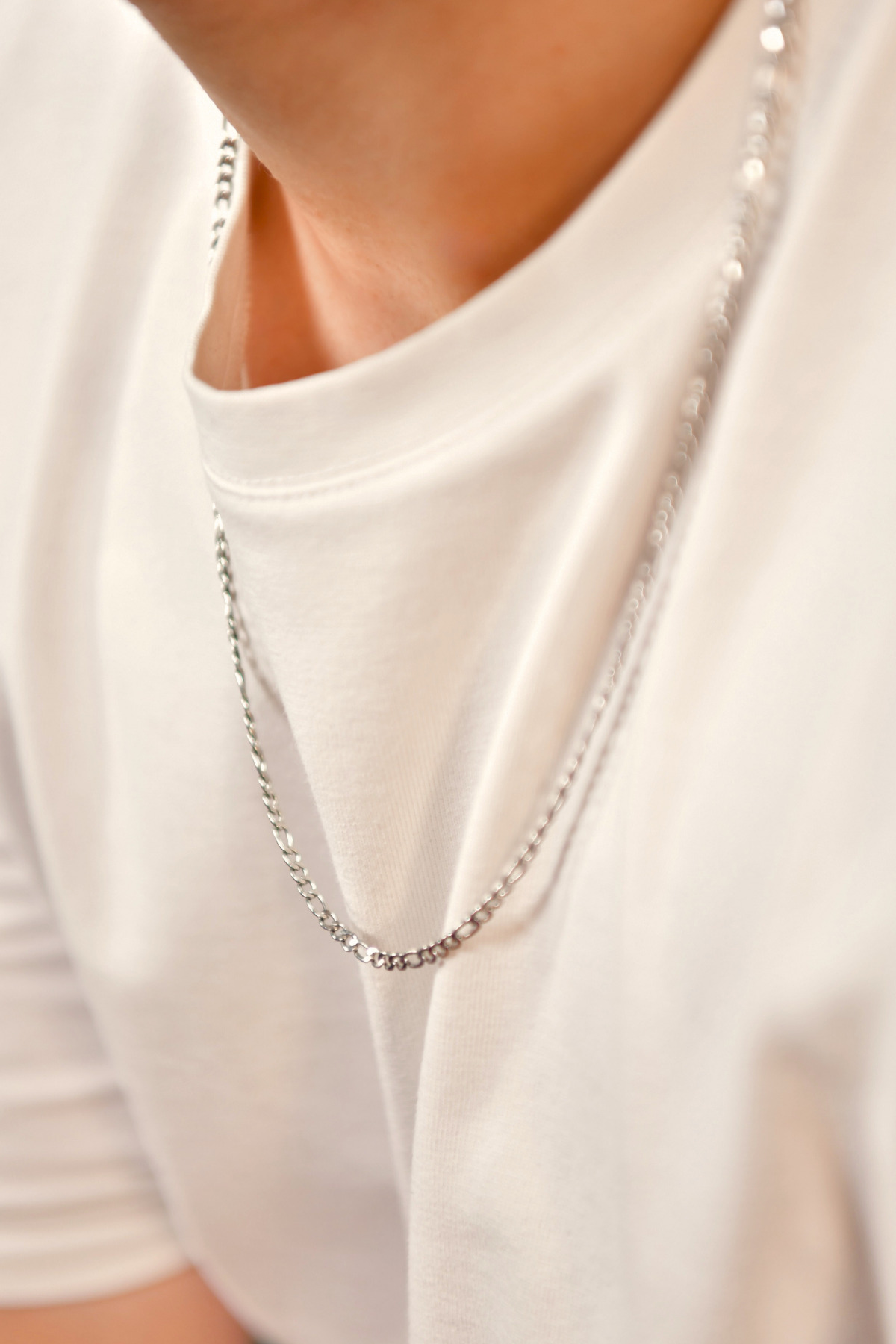 3'e 1 Figaro Model Erkek Çelik Zincir Kolye 3 Mm