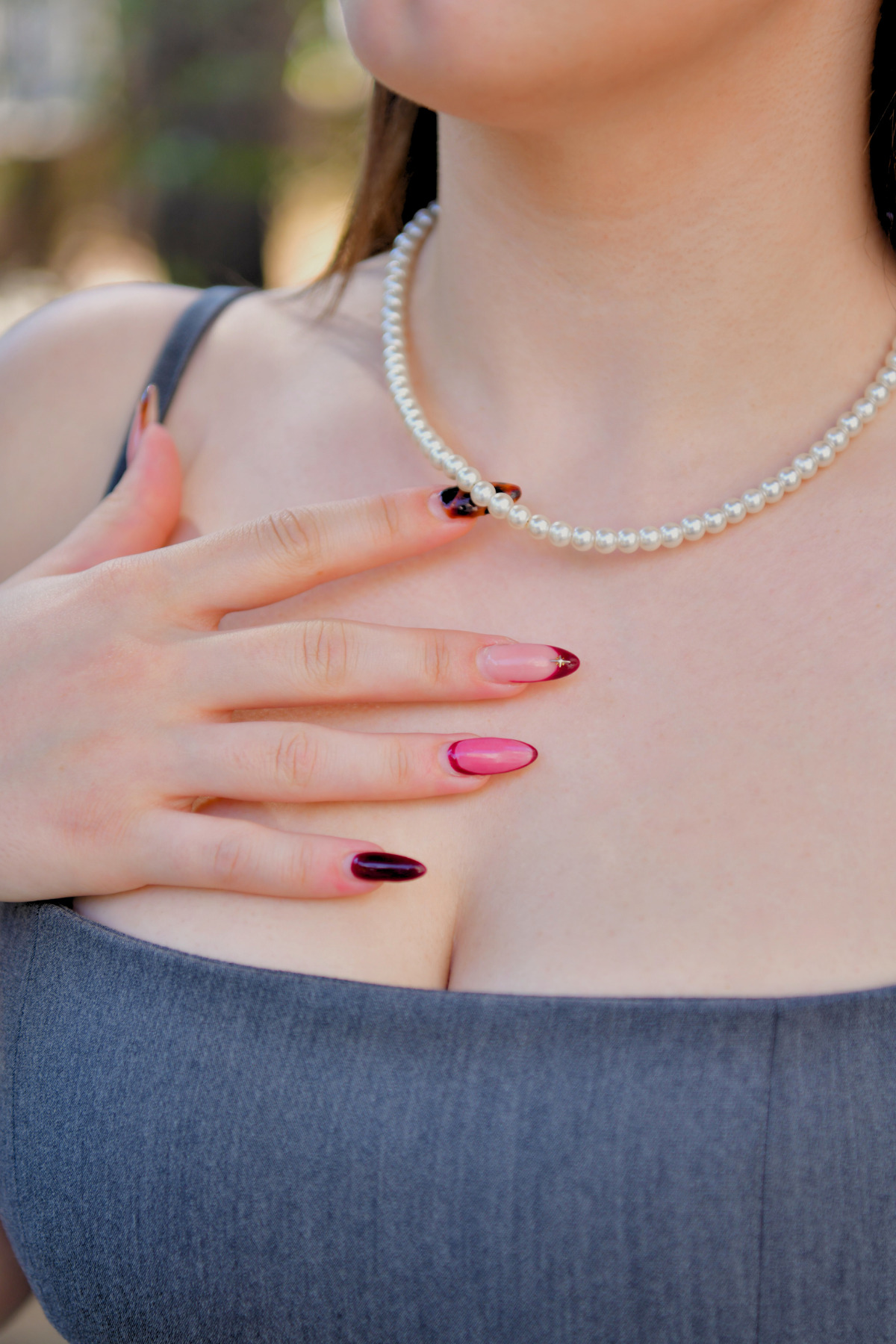 İnci Taşlı Unisex Kolye 6mm