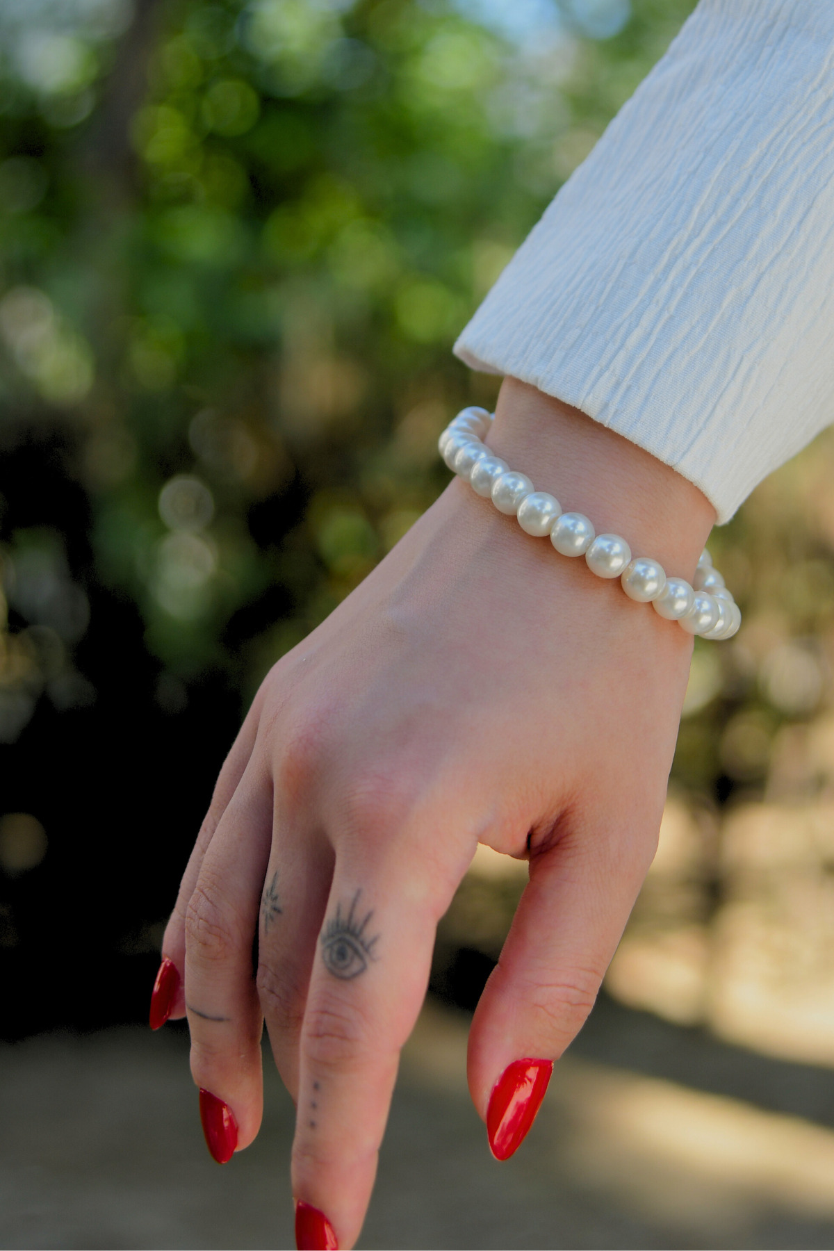 İnci Taşlı Unisex Bileklik 8mm