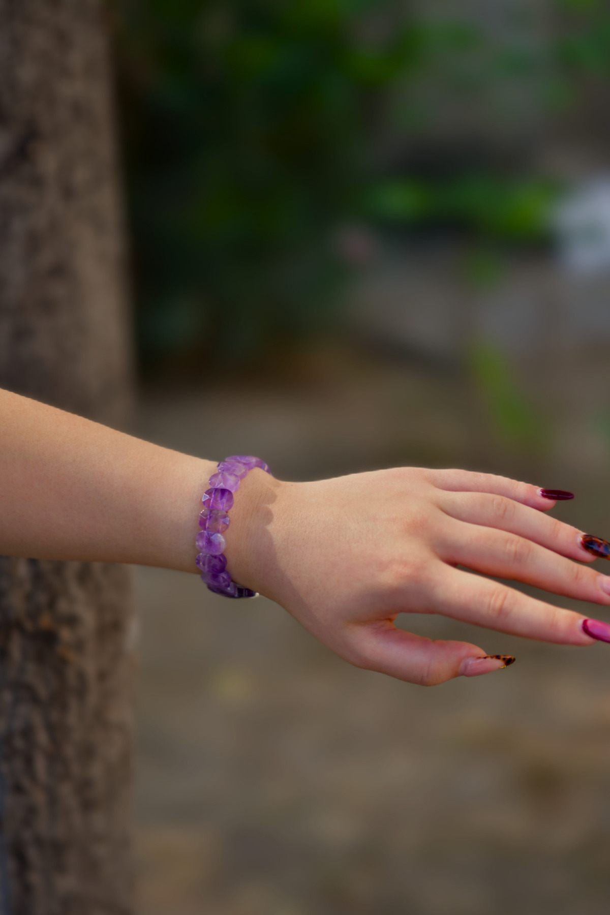 Ametist Özel Kesim Doğal Taş Unisex Bileklik