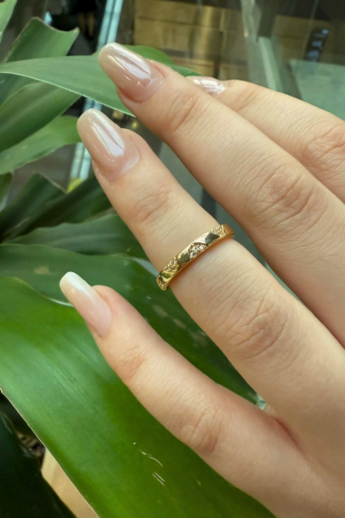 Üzeri Zigzag Baget Taşlı Çelik Görünümlü Xp Eklem Yüzüğü