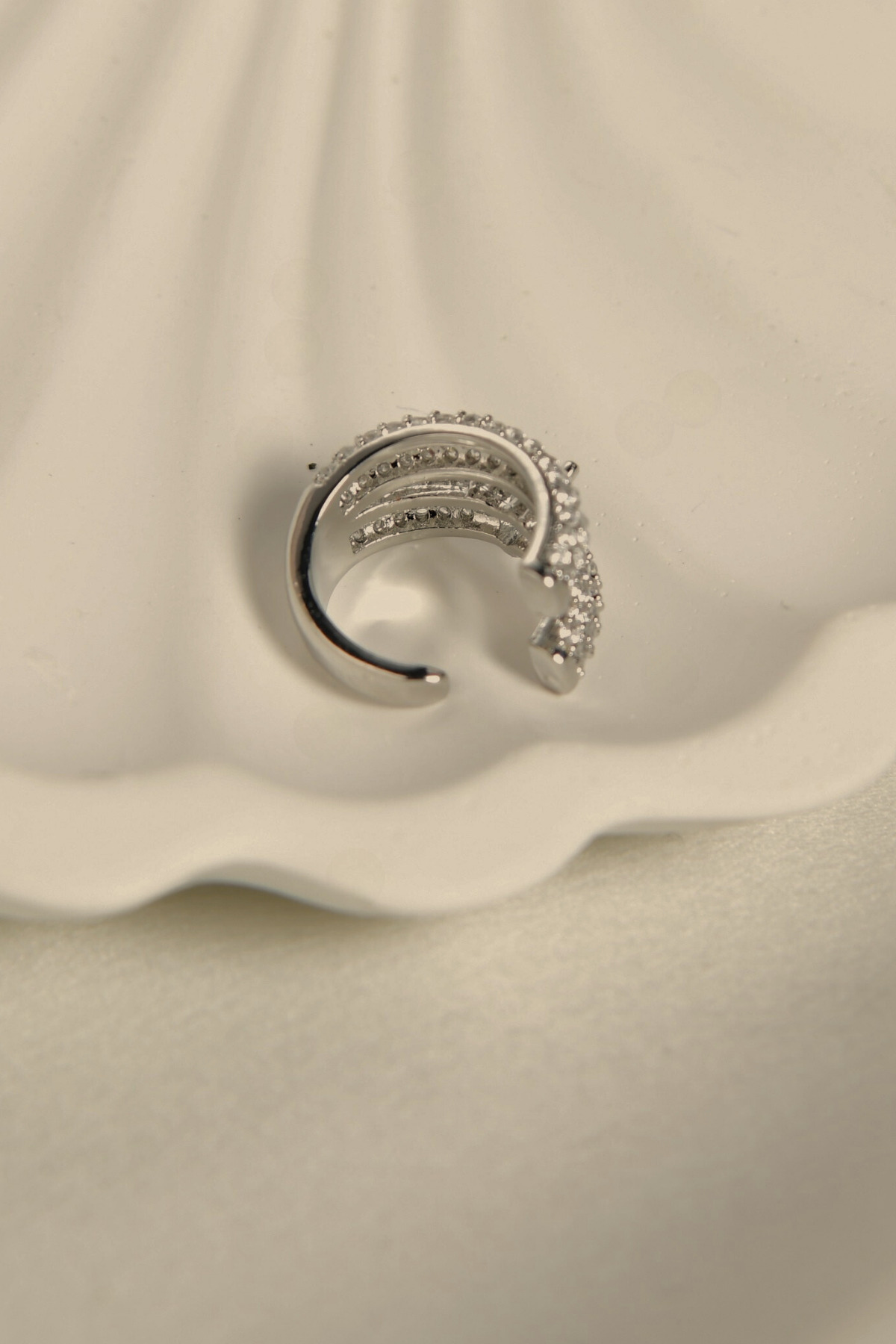 2 Sıra Taşlı Üzeri Tek Taşlı Earcuff