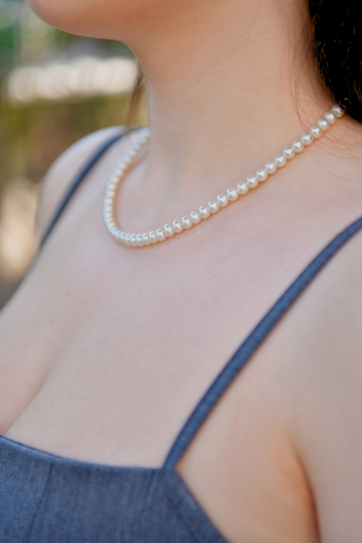 İnci Taşlı Unisex Kolye 6mm