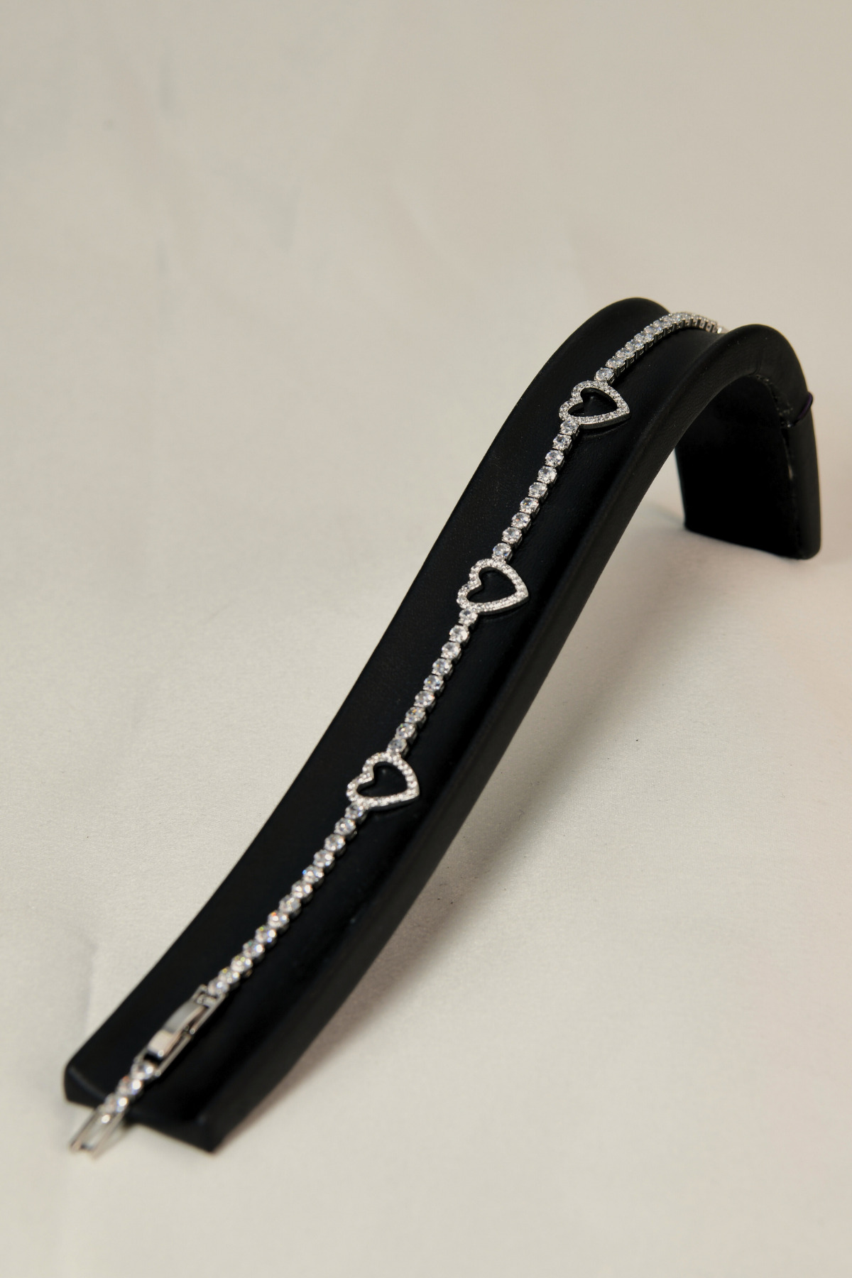 3 Zirkon Kalp Model Kadın Çelik Görünümlü Xp Zincir Bileklik