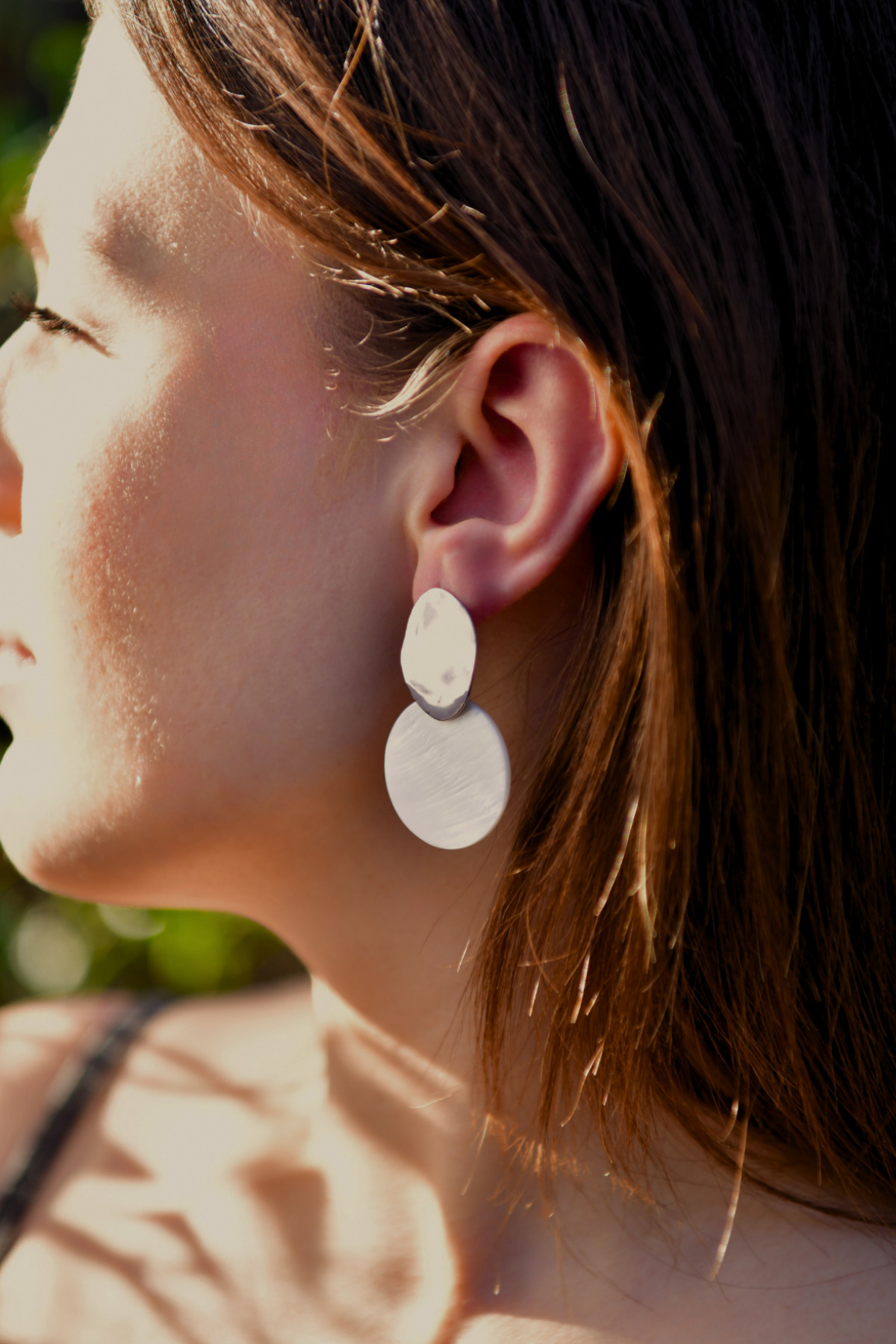 Beyaz Mermer Desenli Goemetrik Plaka Model Kadın Çelik görünümlü Xp Küpe