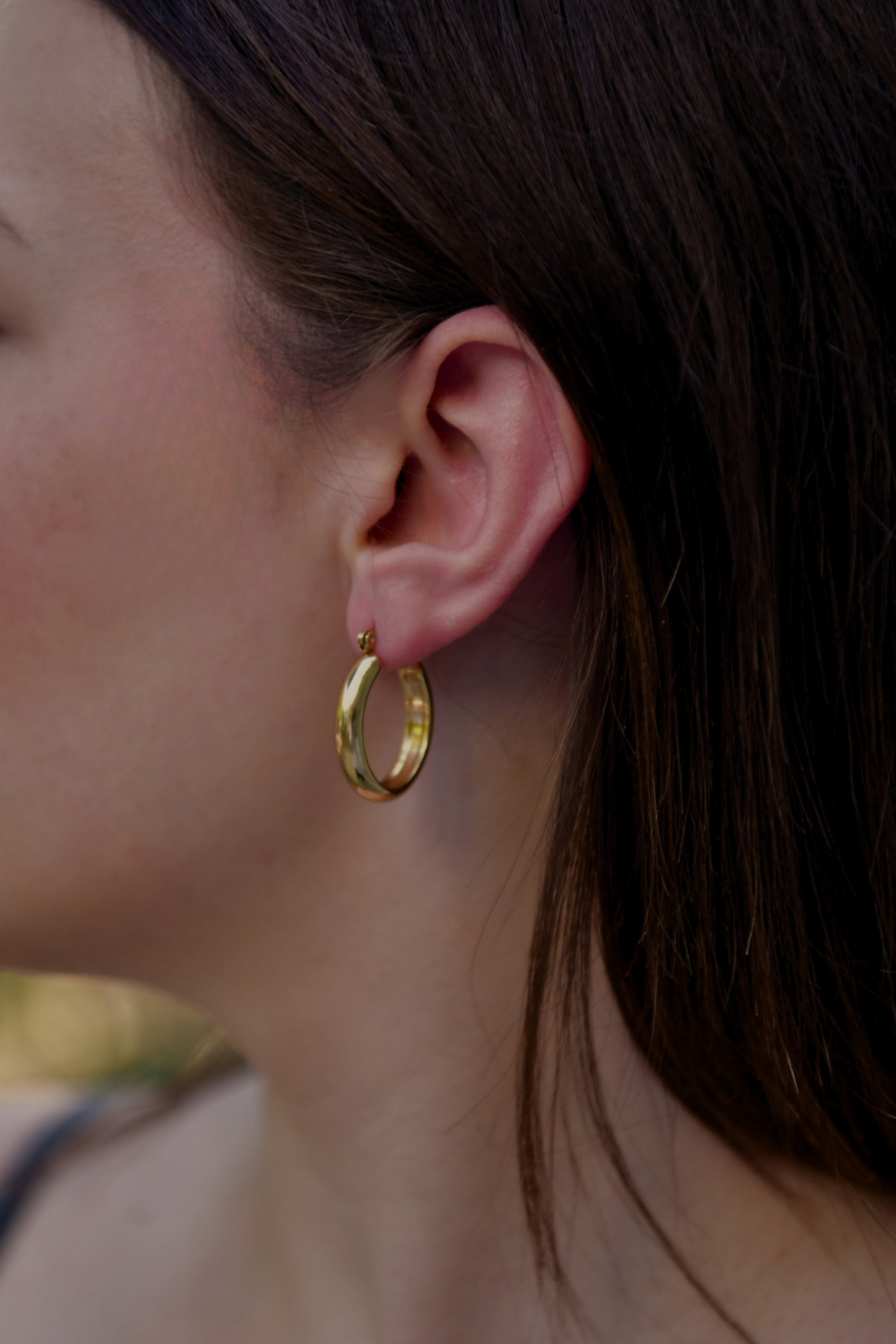 Oturtmalı Oval Halka Model Çiftli Kadın Çelik Küpe