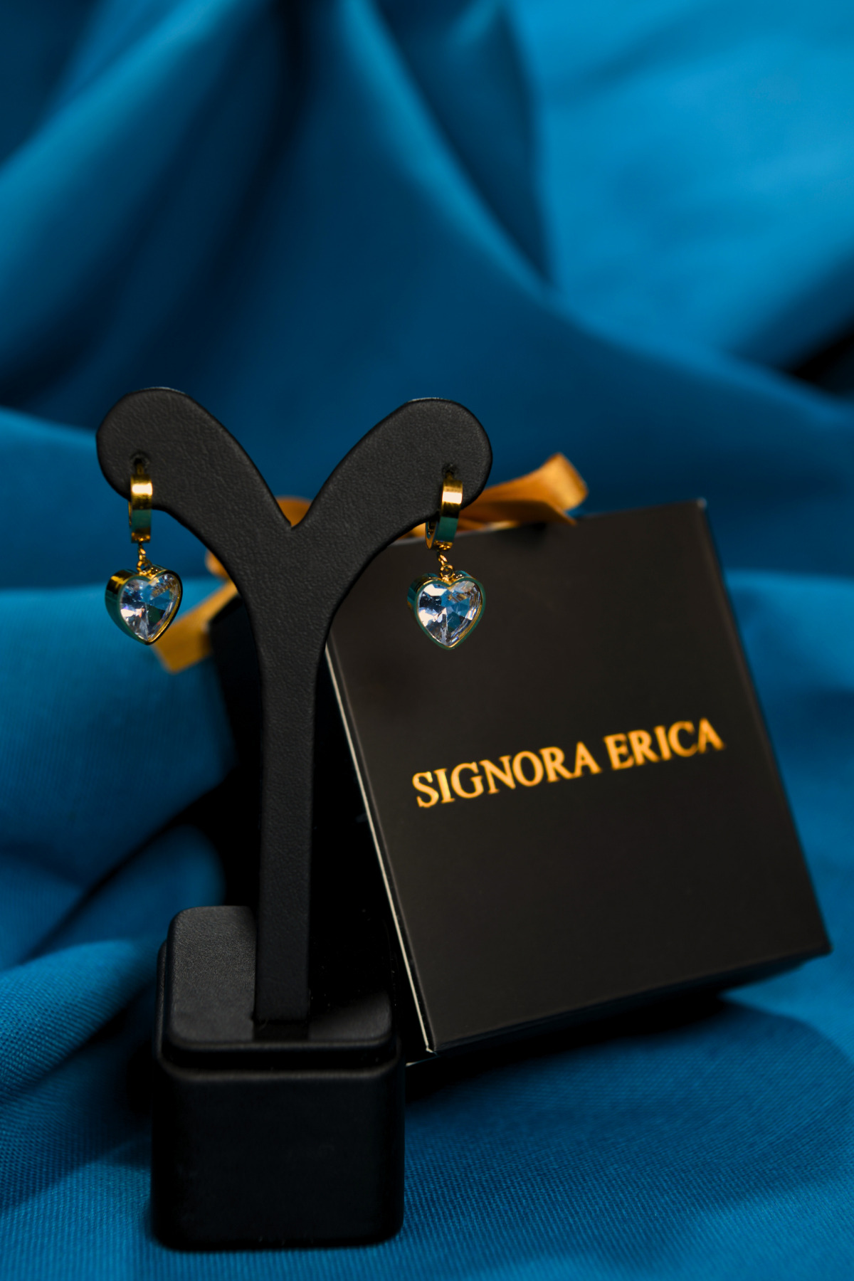 Zirkon Taşlı Kalp Model Sallantılı Çiftli Kadın Çelik Halka Küpe