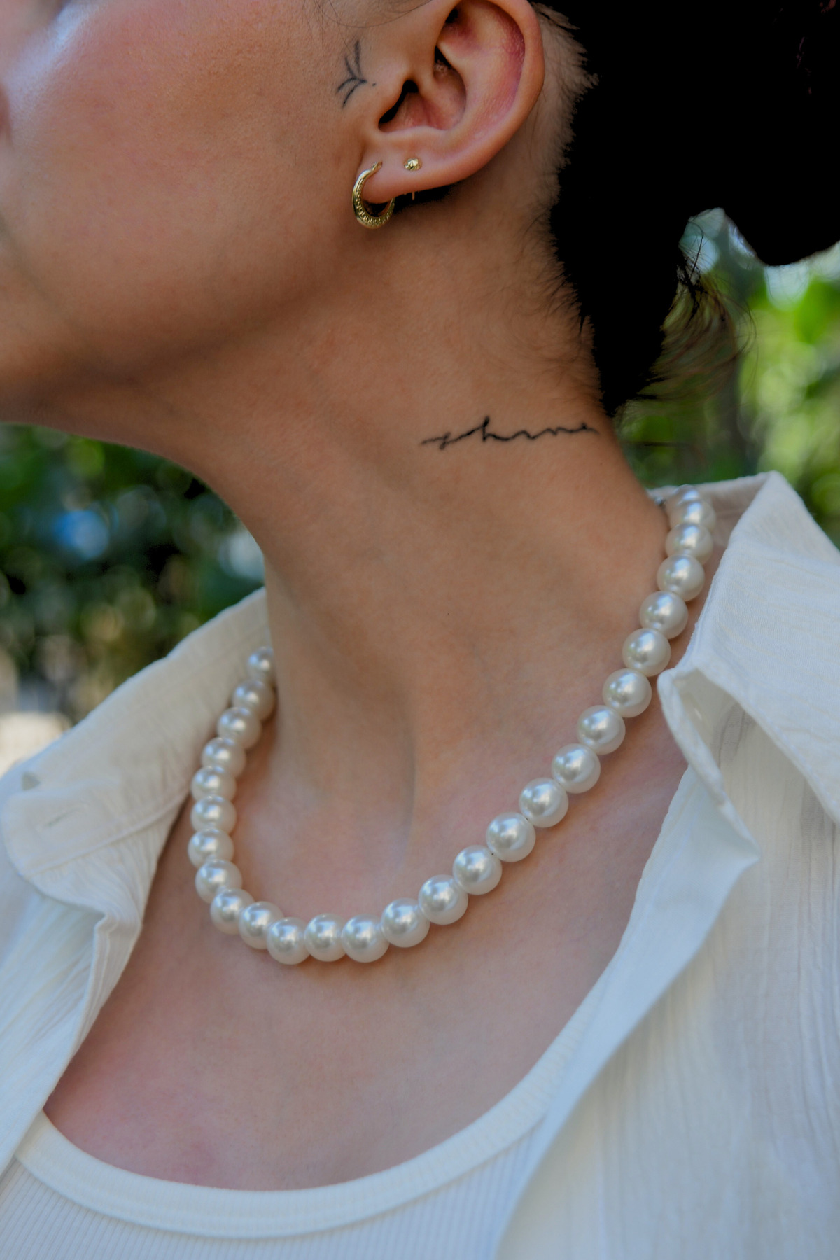 İnci Taşlı Unisex Kolye 12mm