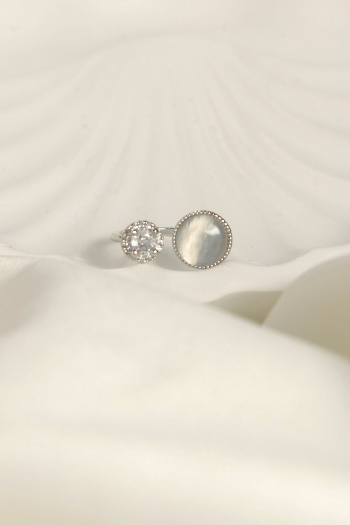 Üzeri Zirkon Taşlı Ve Doğal Taşlı Ayarlanabilir Çelik Yüzük