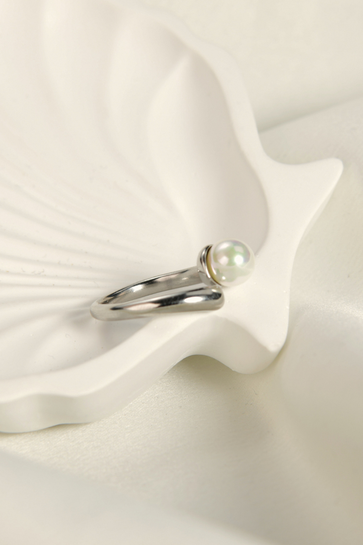 Üzeri İncili Ayarlanabilir Çelik Yüzük