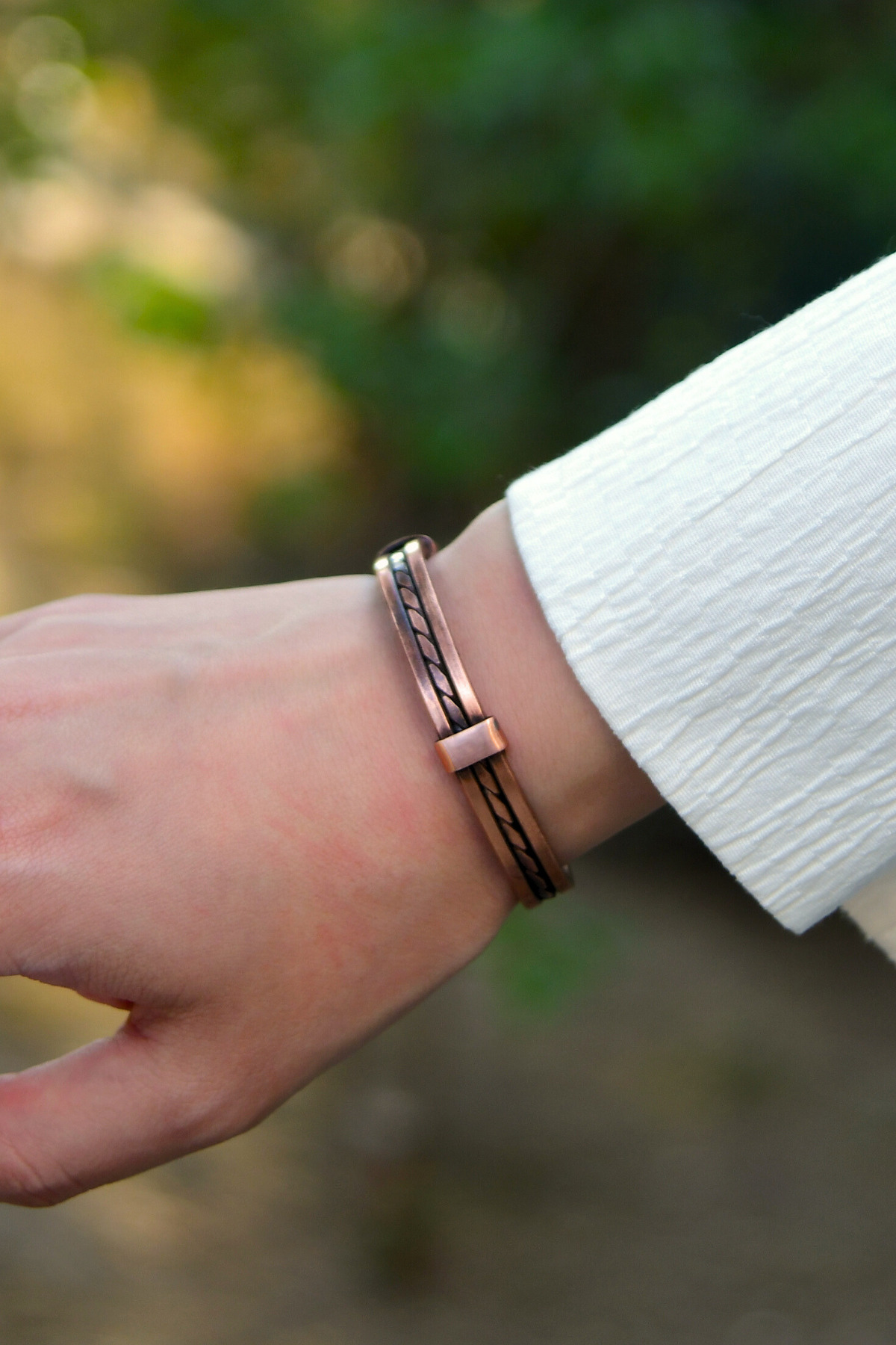 Ortası Halat Desen Bakır Bileklik